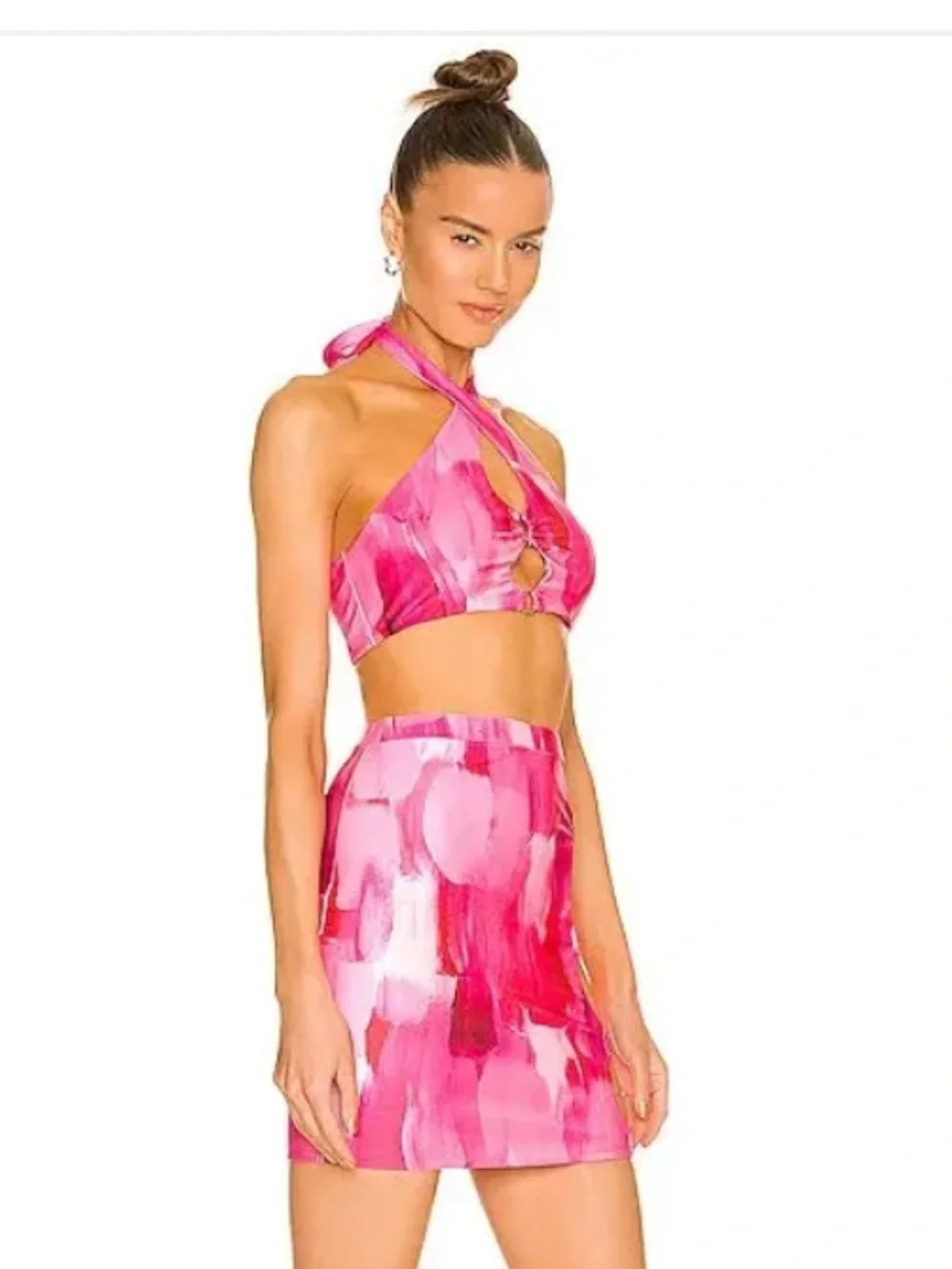 Farai London x REVOLVE Eko Bubblegum Pink Cutout Halter Top & Skirt Set XS